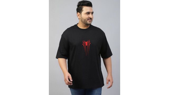 Veirdo Men Printed Drop-Shoulder Sleeves Pure Cotton T-shirt