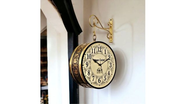 Vintage Double-Side Gold Wall Clock