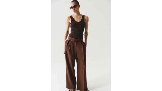 Wide Belted Trousers