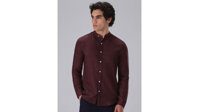 Banana Club Wine Mandarin Collar Shirt
