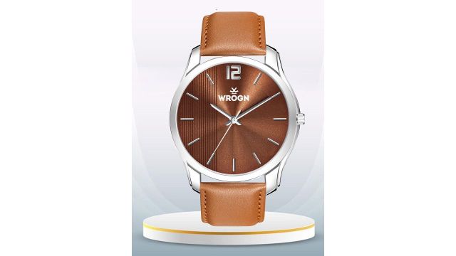 Wrogn Men Brass Dial & Leather Straps Water Resistant Analogue Watch