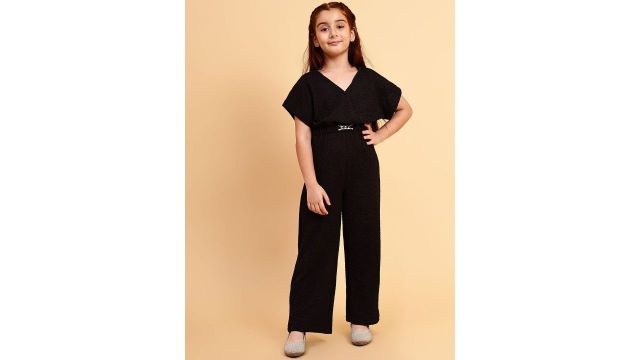 YK Girls V-Neck Basic Jumpsuit