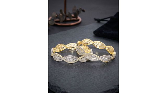 Youbella Set Of 2 Gold-Plated & AD Stone-Studded Bangles