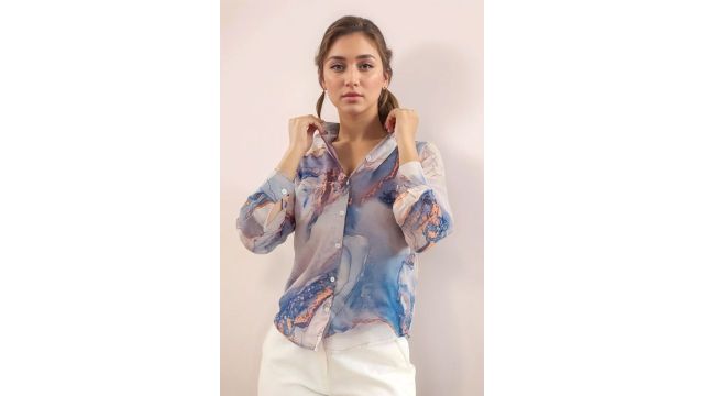 Zink london Multi-coloured Printed Casual Full Sleeves Shirt Collar Women Relaxed Fit Shirt