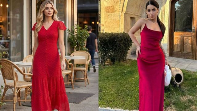 A red dress doesn't need much else to stand out