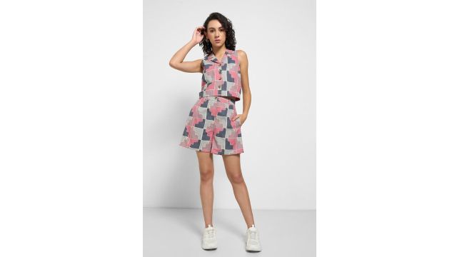 AKKRITI Multi-Coloured Printed Cotton Boxy Co-ord Set