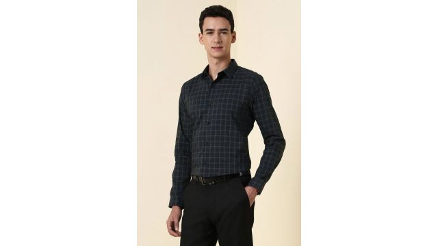 ALLEN SOLLY Black Checked Formal Shirt