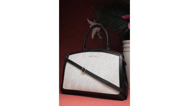 ALLEN SOLLY Black Textured Formal Handbag