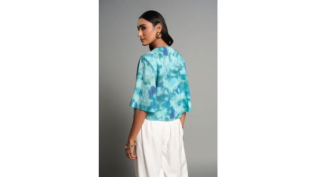 AND Light Blue Printed Flared Top