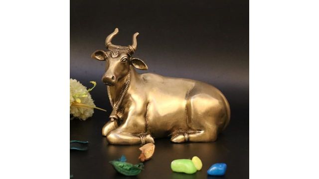 ARTVARKO Brass Sitting Nandi Cow Statue