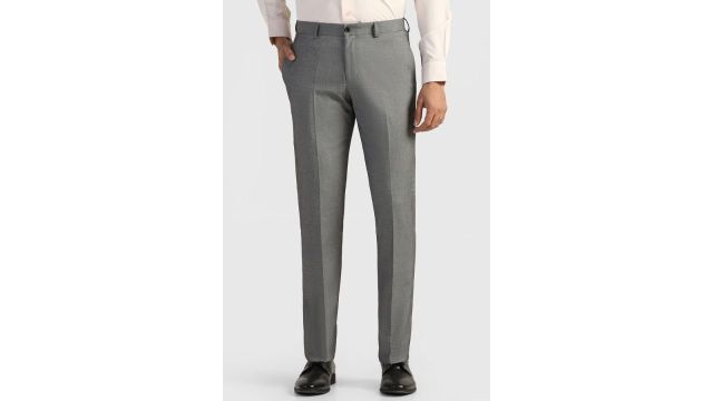 BLACKBERRYS Medium Grey Slim-Fit Formal Trousers