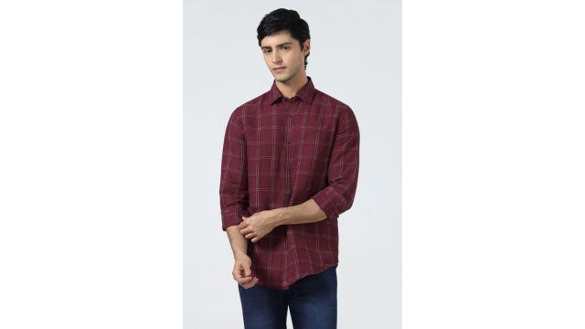 BLACKBERRYS Red Checked Slim Fit Shirt