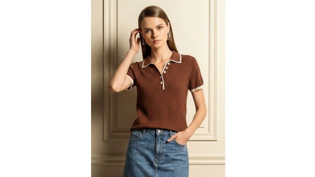 Chemistry Self Design Polo Collar T-shirt