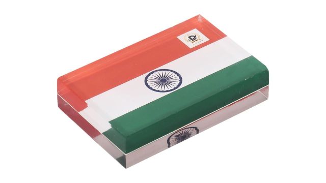DESKDOCK Indian Flag Acrylic Paperweight