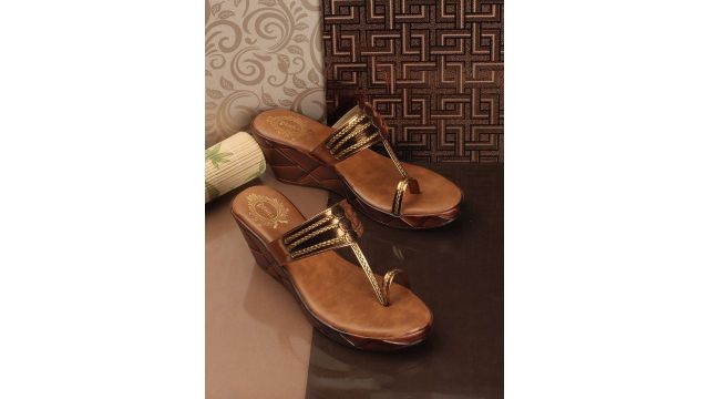 Denill Textured One Toe Wedge Heels