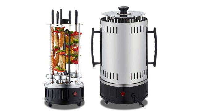 Electric Vertical BBQ Grill with 6 Skewer Forks