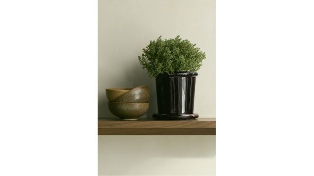 Extra-small Stoneware Plant Pot with Saucer