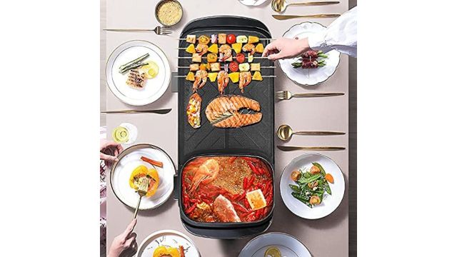 FEELING MALL 2 in 1 Korean Style BBQ Grill with Hotpot