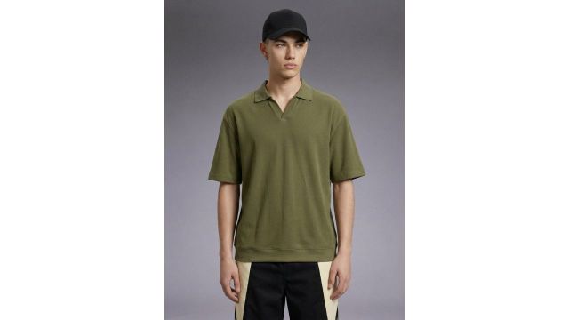 Drop Zero by Glitchez Polo Collar Ottoman Pure Cotton T-shirt