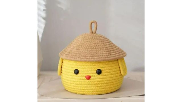 Jute Storage Basket with Lid