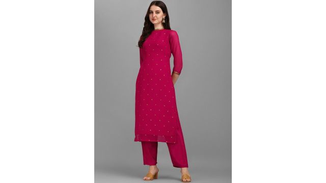 KALINI Floral Embroidered Sequinned Kurta With Trouser