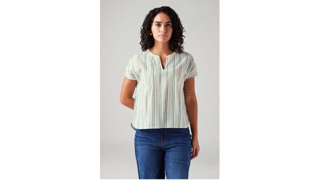 LEVIS Green Striped Relaxed-Fit Top