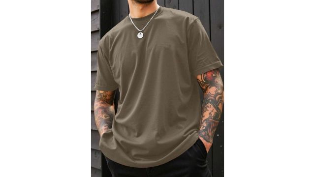 Manfinity Homme Plus Size Men's Solid Color Round Neck Short Sleeve Casual Versatile T-Shirt
