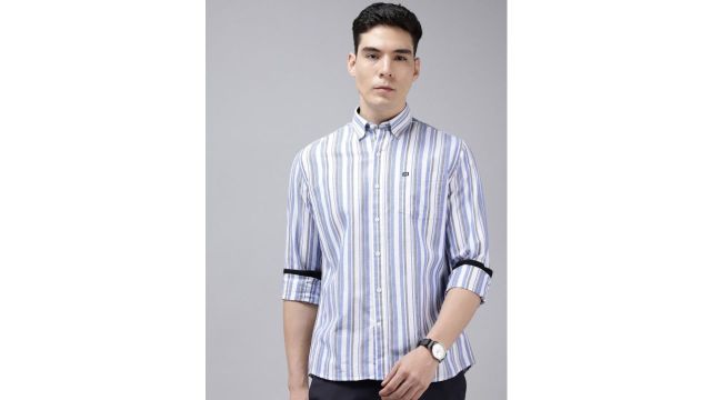 Arrow Sport Manhattan Slim Fit Multi Striped Pure Cotton Casual Shirt