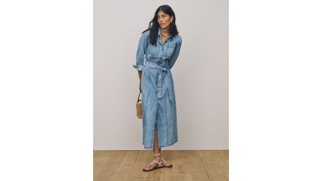 NEXT Belted Denim Shirt Midi Dress