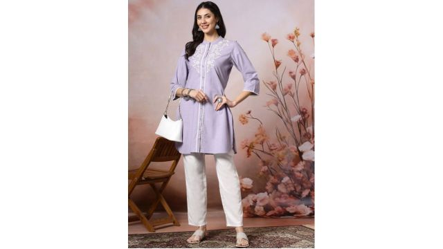 Nayam By Lakshita Women Floral Embroidered Regular Thread Work Co-Ord Set