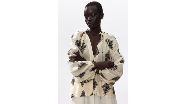 Oversized Balloon-sleeved Blouse