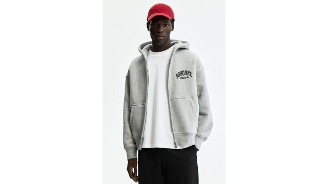 Oversized Fit Printed Zip-through Hoodie