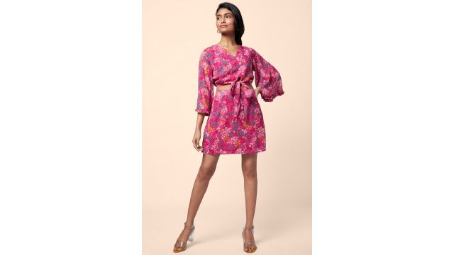 PEOPLE Multi-Coloured Printed Top & Skirt Set