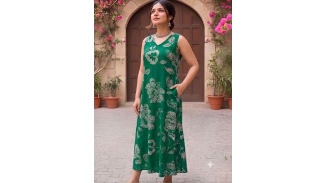 PIMU Floral Print A-Line Midi Dress