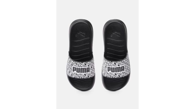 Puma Black & White Printed Popcat 20 Sliders