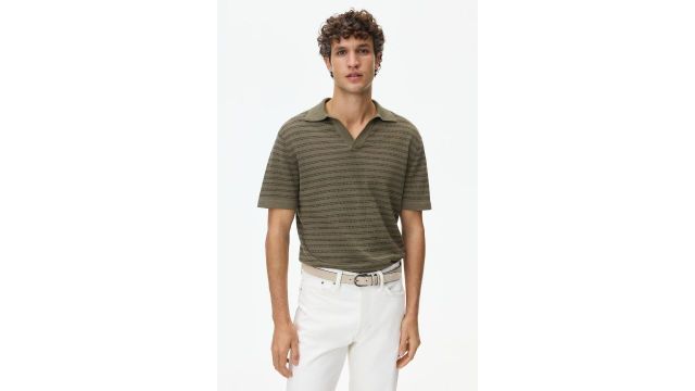 Regular Fit Linen-blend Polo Shirt