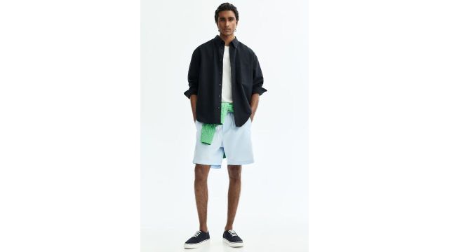 Regular Fit Linen-blend Shorts