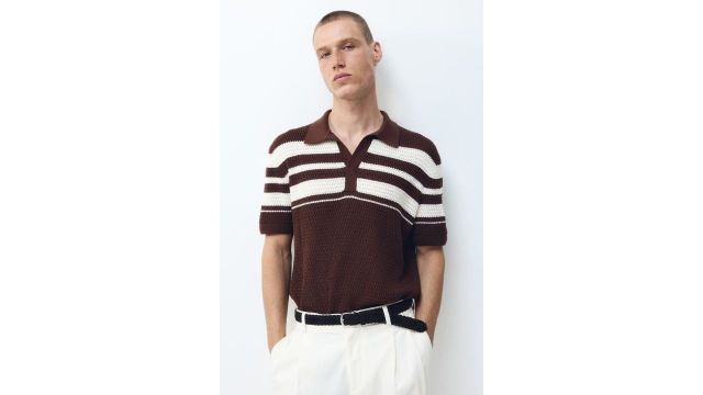 Regular Fit Pointelle-knit Polo Shirt