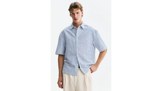 Relaxed Fit Short-sleeved Linen-blend Shirt