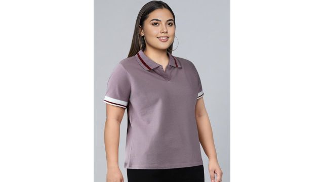 Roadster The Lifestyle Co Women Mauve Polo Collar T-shirt
