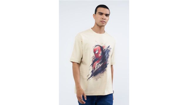 SF JEANS Beige Spider-Man Graphic T-Shirt