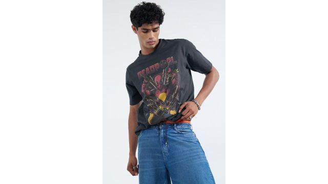 SF JEANS Navy Deadpool Graphic T-Shirt