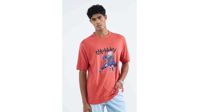 SF JEANS Red Kakashi Graphic T-Shirt