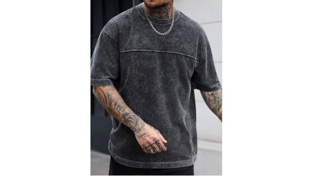 SLATEMANN Men Plus Size Casual Round Neck Drop Shoulder Short Sleeve T-Shirt