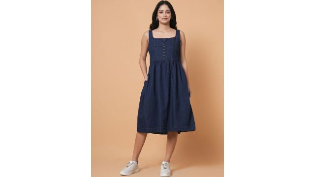 SOFTEN Denim Midi Dress