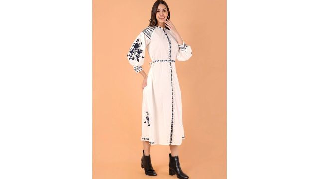 Sangria Embroidered Maxi A-line Dress