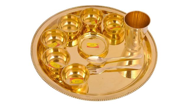Shiv Shakti Arts Pure Brass Dinner Set