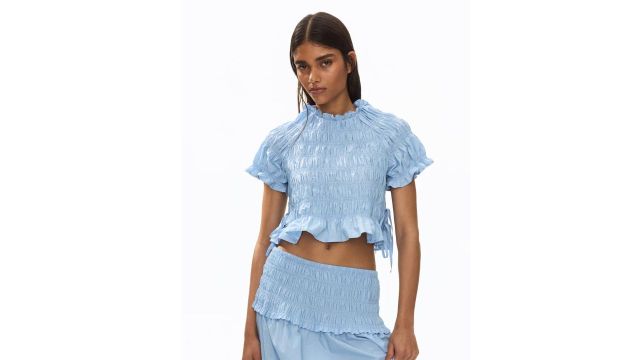 Smocked Cotton Blouse