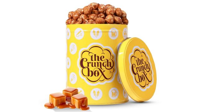 The Crunch Box Warm Caramel Crunch Popcorn Tin