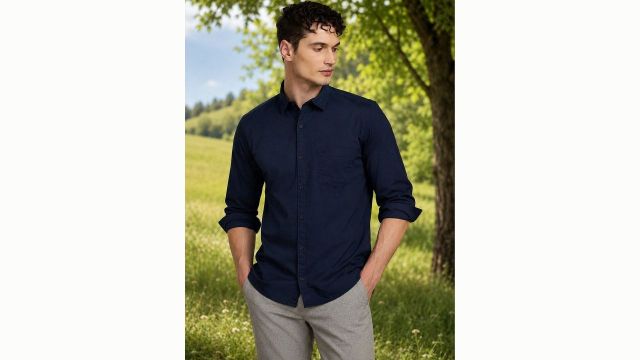 Turtle Men Solid Cotton Slim Fit Shirts